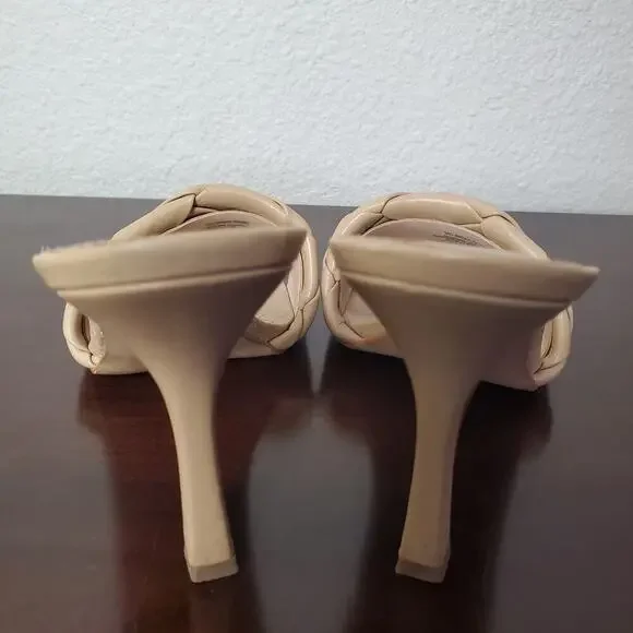Vince Camuto VC-Berry Nude Braided Leather Heels - Size 9.5 Quiet Luxury - Picture 6 of 9